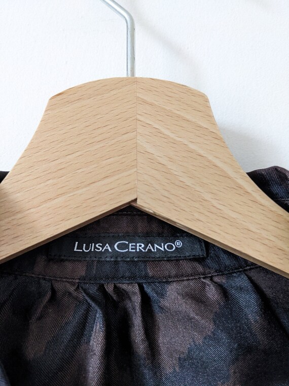 Luisa Cerano Silk Blouse Shirt Brown Geometric Pa… - image 3