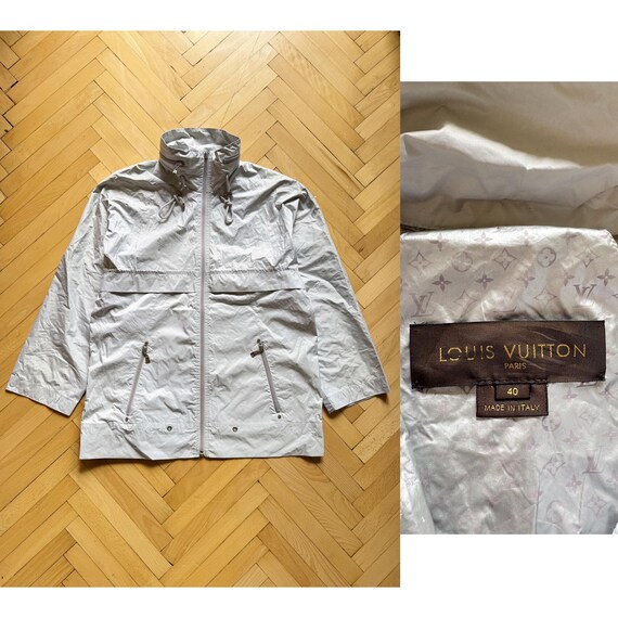 Vintage Silver Nylon Windbreaker Jacket Designer … - image 2
