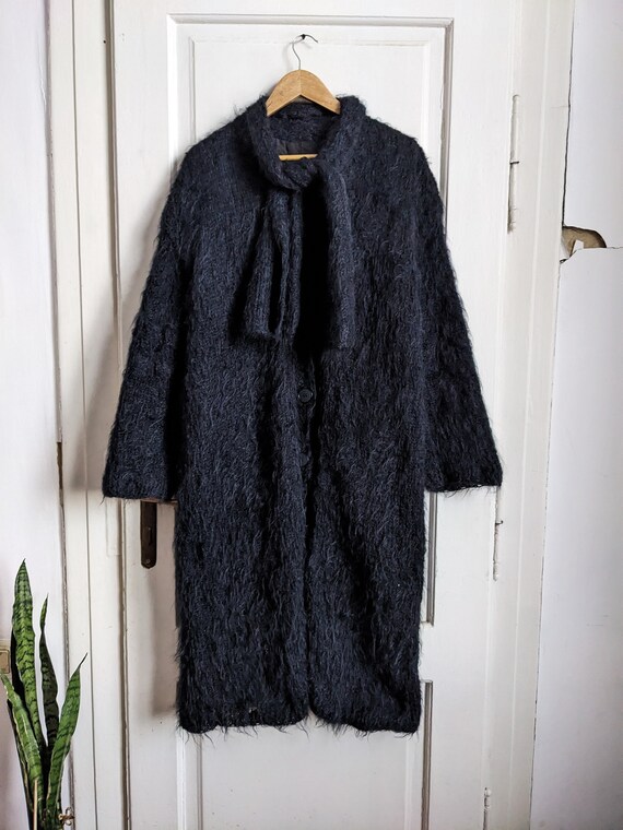 Vintage Mohair Long Cardigan Fluffy Black Cardigan - Etsy