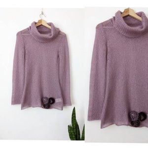 Lola Mohair Women&#39;s Sweater Purple Superkid Mohair Italy