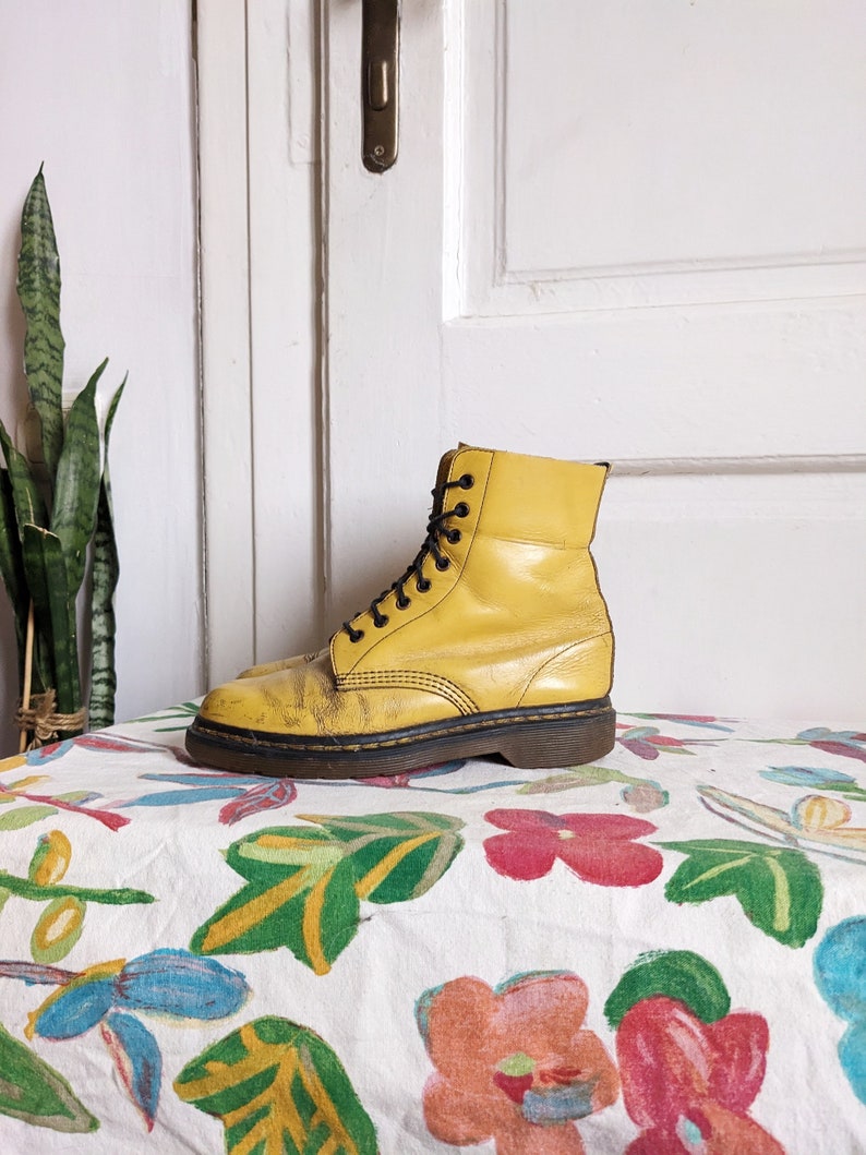 Vintage Dr. Martens 1460 Yellow Boots England image 2