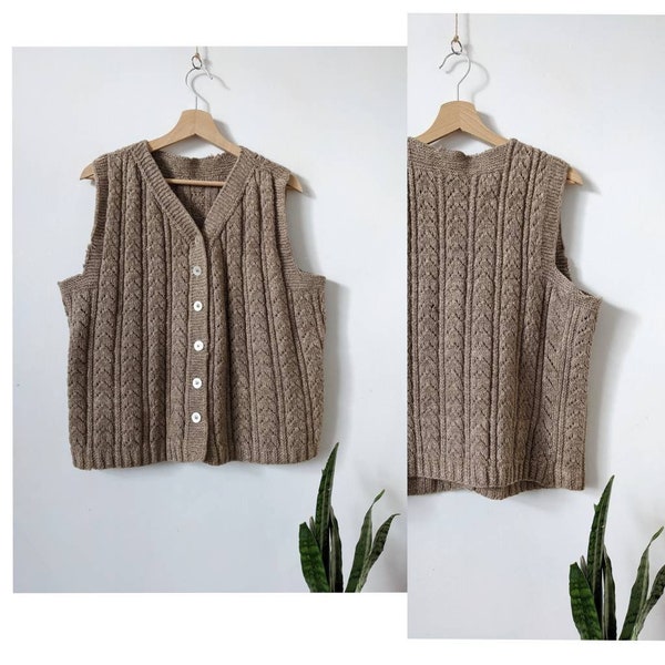 gilet tricoté à la main en laine vintage des années 80 fait à la main