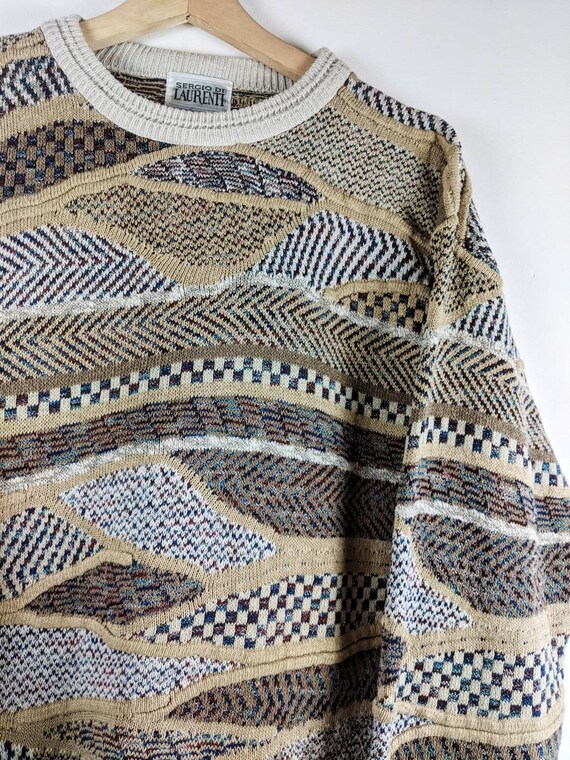 Kleding Gender-neutrale kleding volwassenen Sweaters Vintage toendra merk Coogi-stijl trui multi gekleurde kleurrijke Canada katoen Sz L Biggy Smalls Cosby 