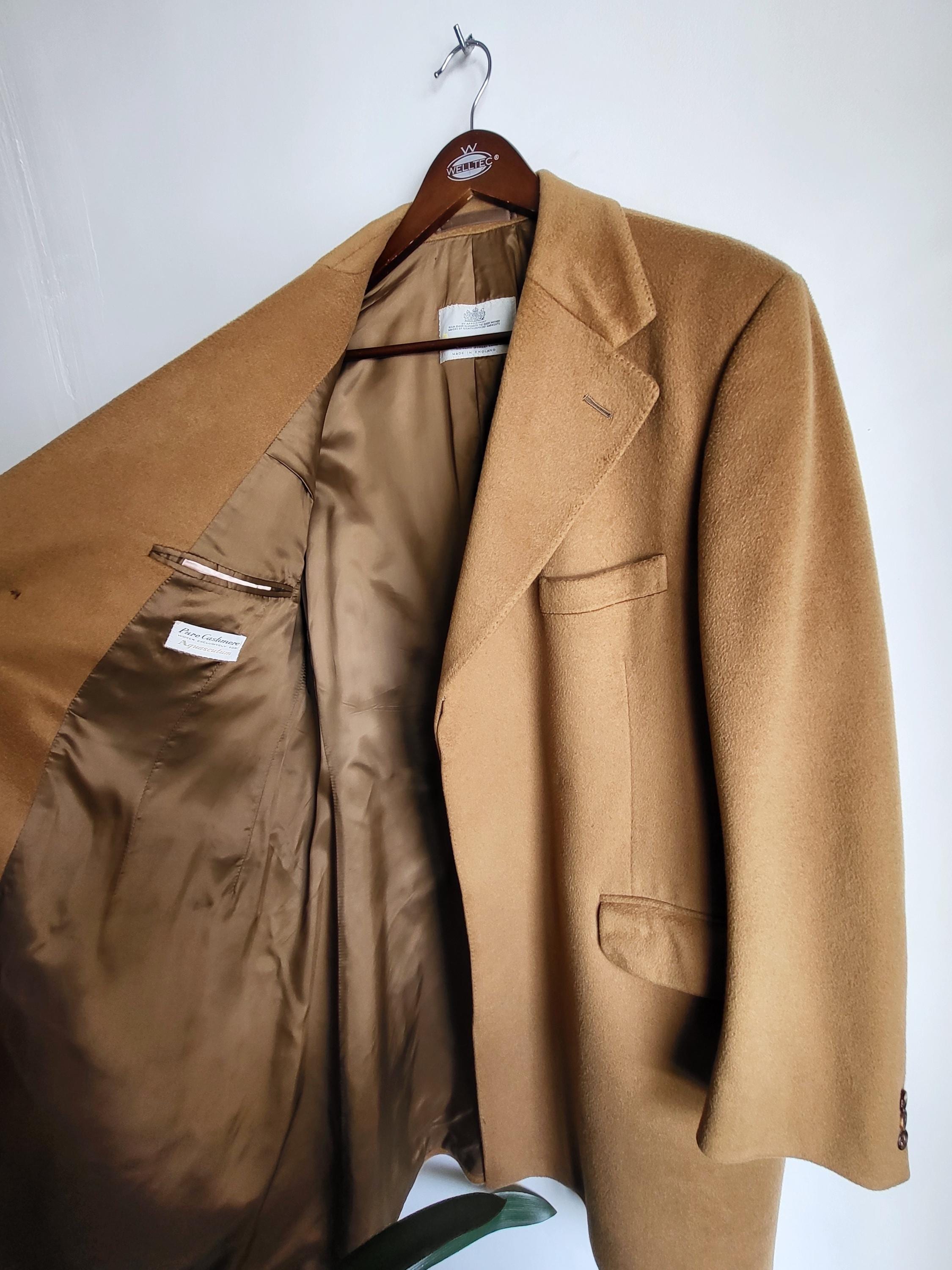 Vintage Aquascutum Cashmere Overcoat Mens Beige Luxury British 