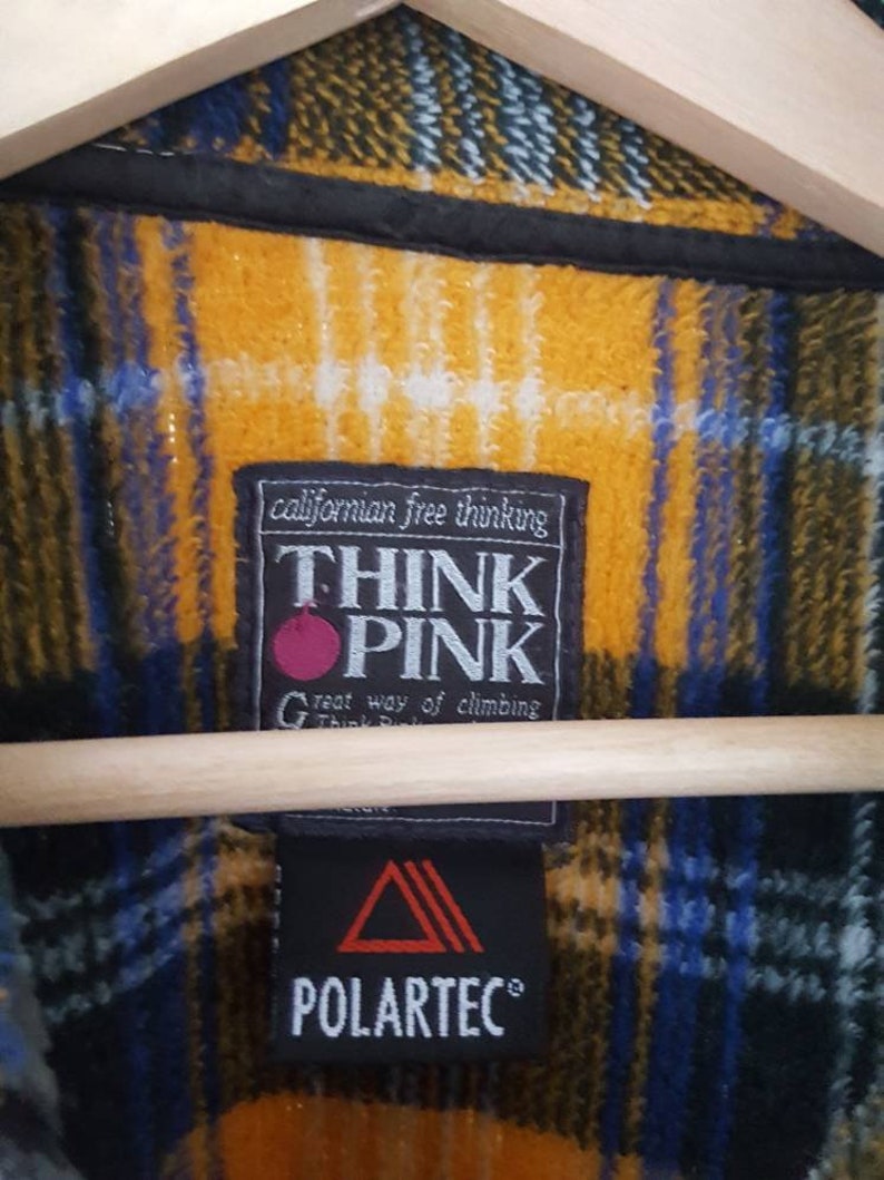 Vintage Think Pink Fleece Full Zip Jacket Yellow | Etsy
