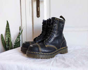 Vintage Dr Martens Chunky Womens Boots Steel Toe 2A4A Engeland 8 ogen