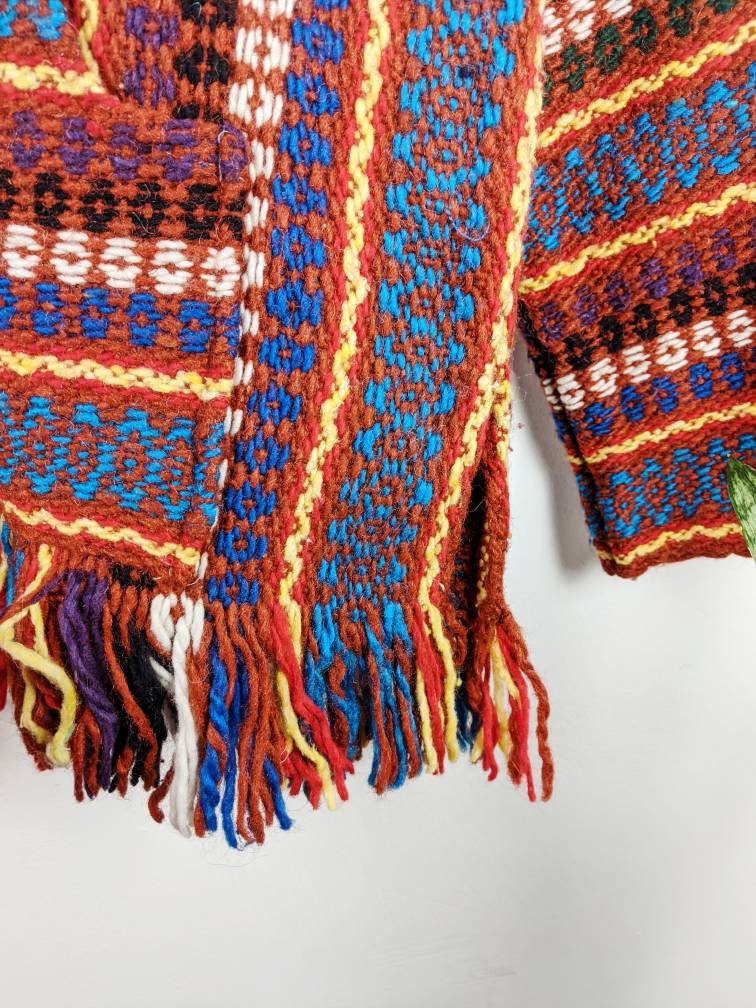 Vintage Mexican Blanket Hoodie Poncho Beach Youth Aztec Etsy