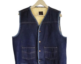 Gilet Vintage LEE Storm Rider Bleu - Taille Petit Homme, Fabriqué Aux USA - Occasion Très Bon état