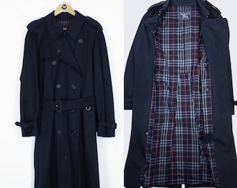 Gabardina cruzada vintage de Burberry en azul marino