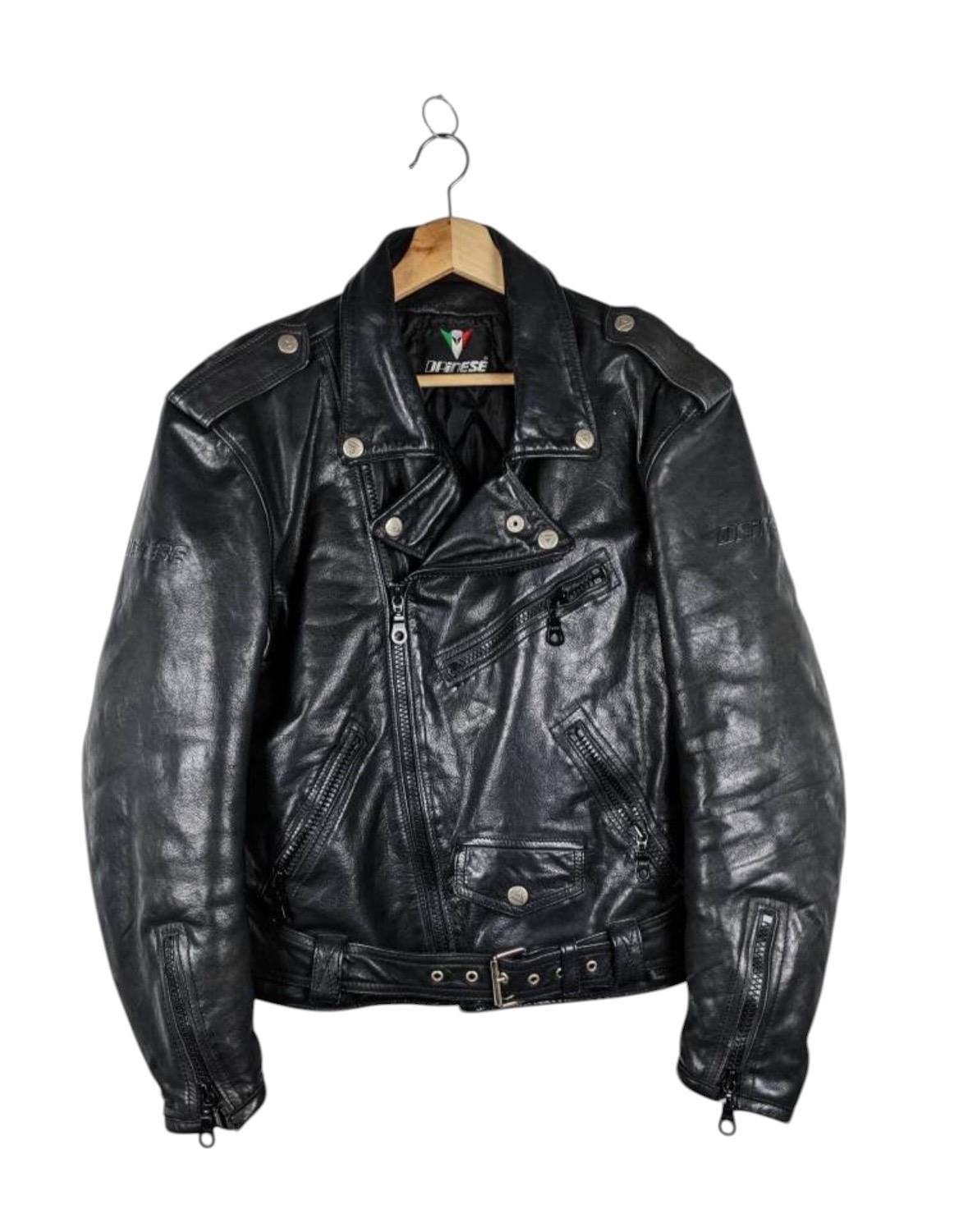 Vintage Dainese Leather Jacket / Black Motorcycle Biker Jacket