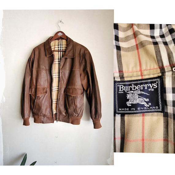 Vintage Burberrys Leather Jacket Bomber - Etsy