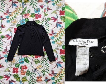 Christian Dior Boutique Paris Half Button Jumper Black