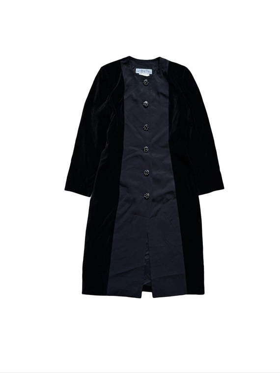 Givenchy, Vintage 80s Givenchy Boutiques Black Velvet Coat Dress