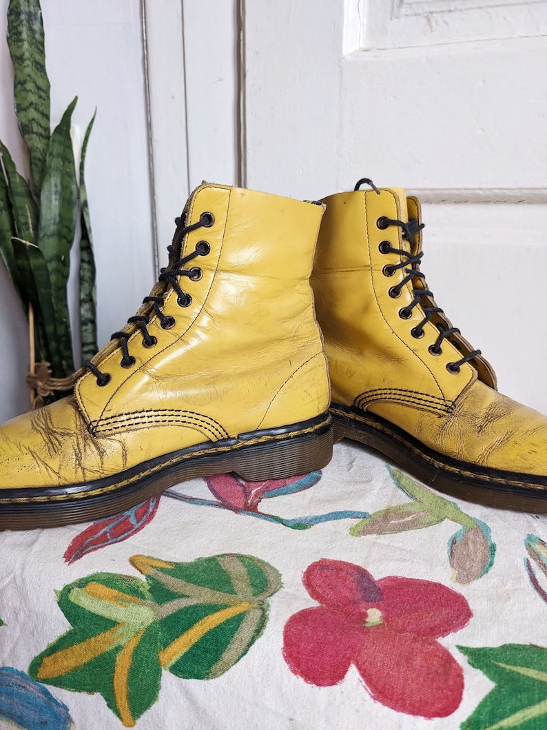 Vintage Dr. Martens 1460 Yellow Boots England image 9