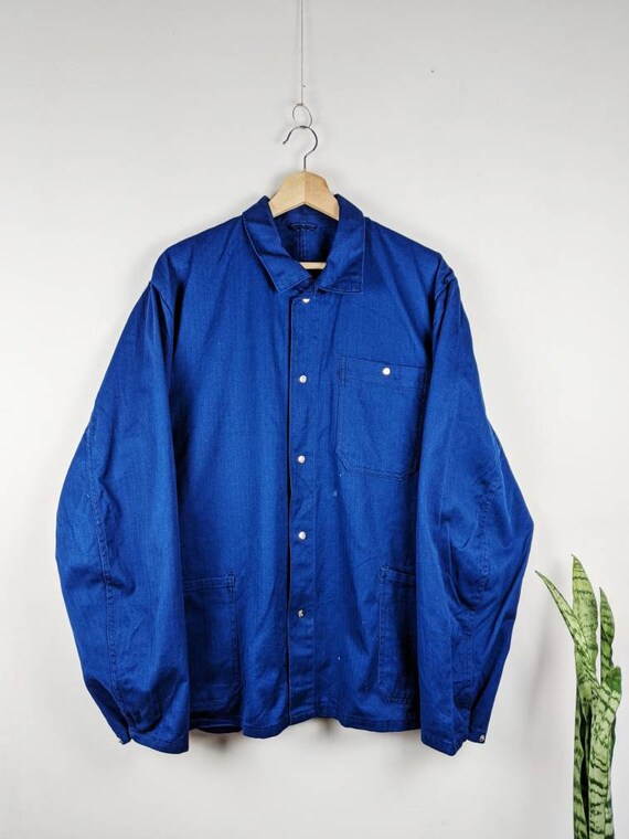 Vintage French Jacket Sanfor Chore Workwear Blue … - image 2