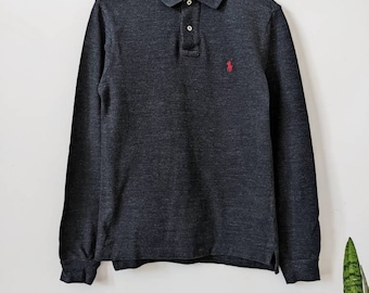Vintage Polo Ralph Lauren Rugby Shirt | Dark Grey Pony Logo 90s Preppy