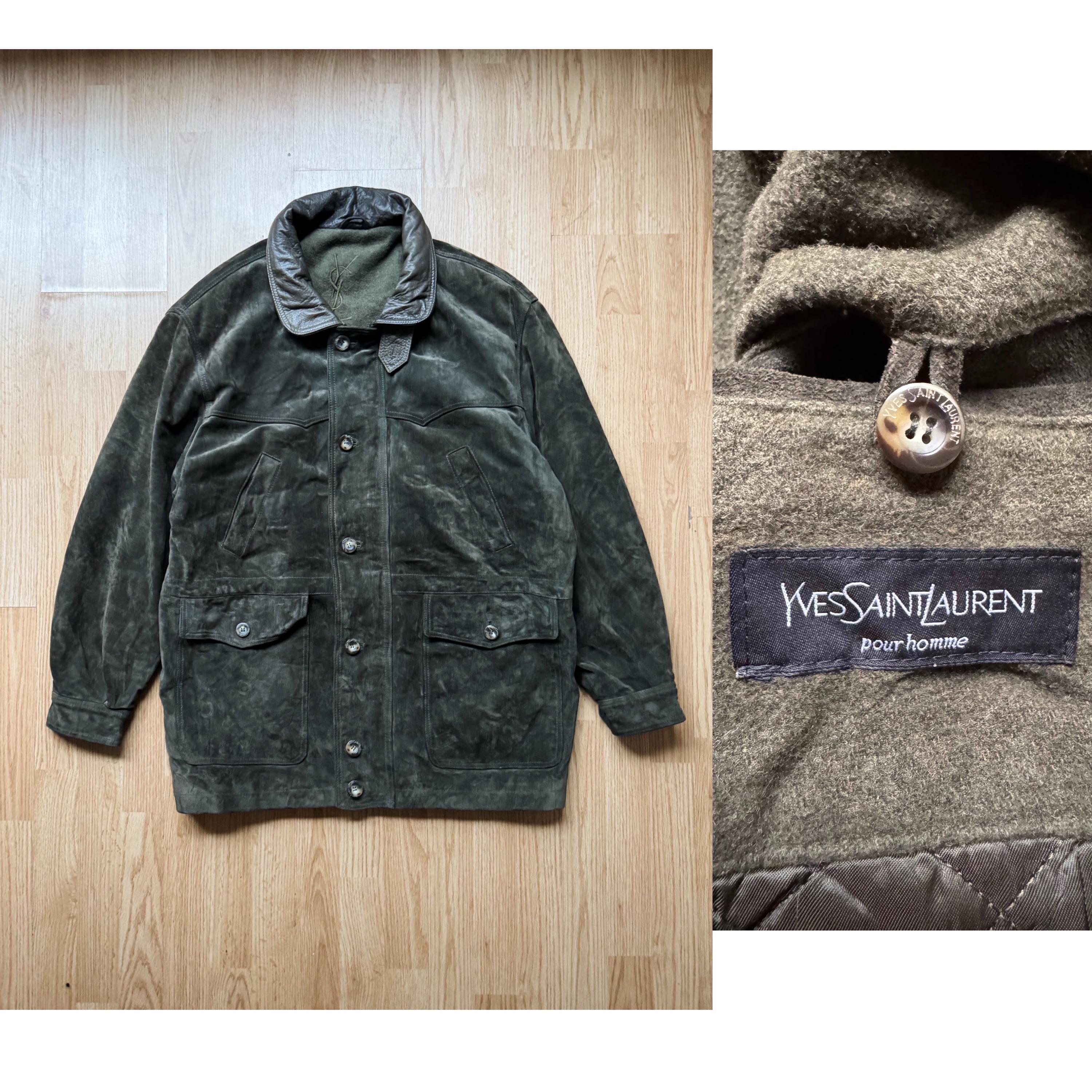 Yves Saint Laurent Pour Homme Suede Jacket Olive Vintage YSL