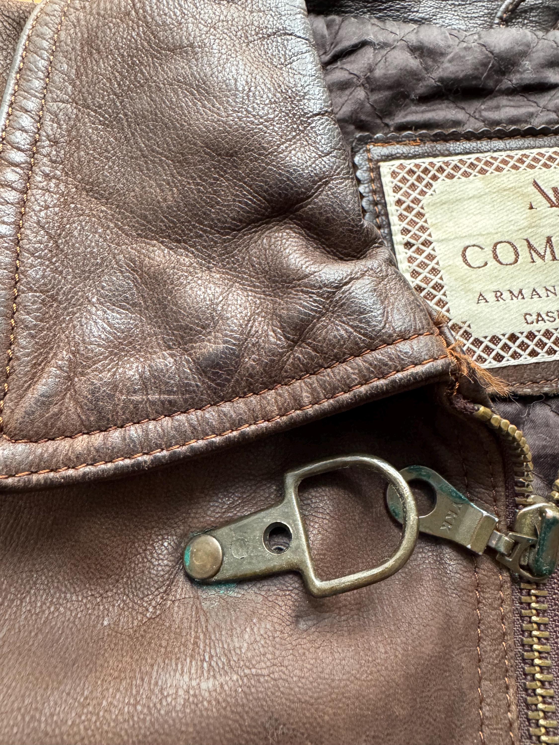 Vintage Brown Leather Fireman Jacket | Mens XL Toggle Clasp