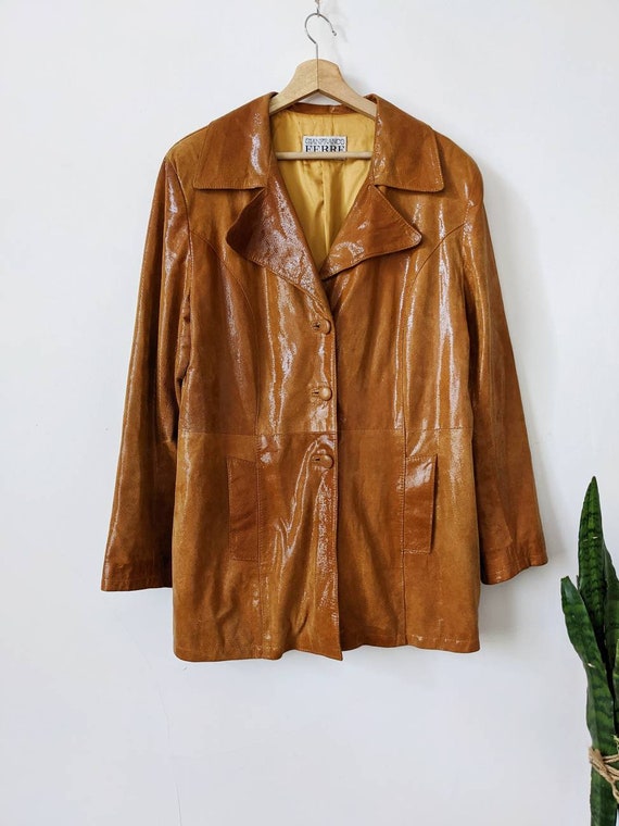 Vintage Gianfranco Ferre Women's Leather Brown Ja… - image 2