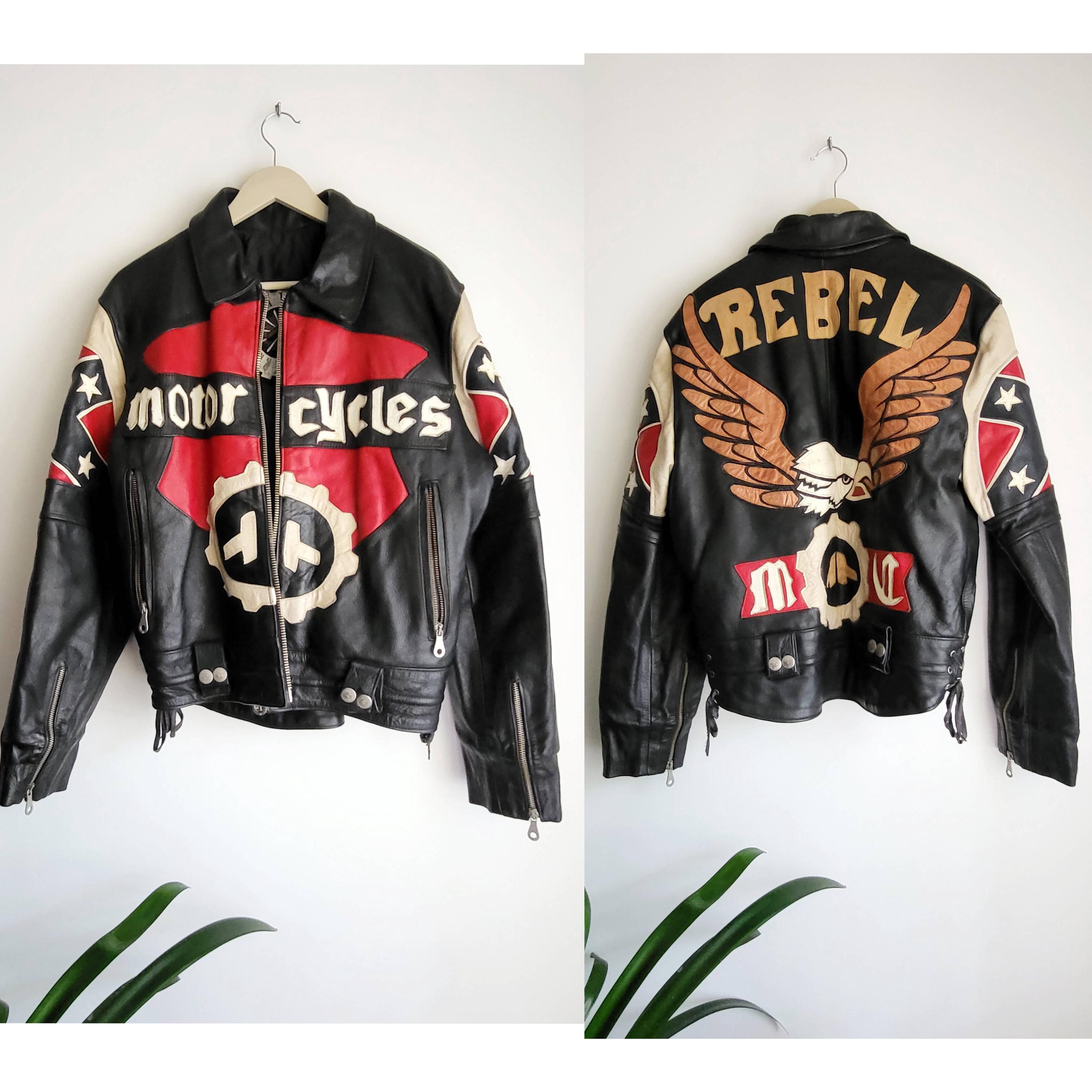 Vintage Rebel Biker Jacket | Leather Motorcycle Jacket With Eagle
