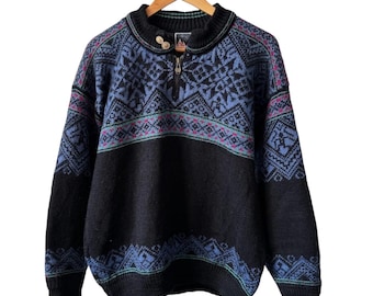 Jersey de esquí de lana vintage de Dale of Norway / Jersey nórdico noruego Fair Isle / Jersey de punto escandinavo para después de esquiar