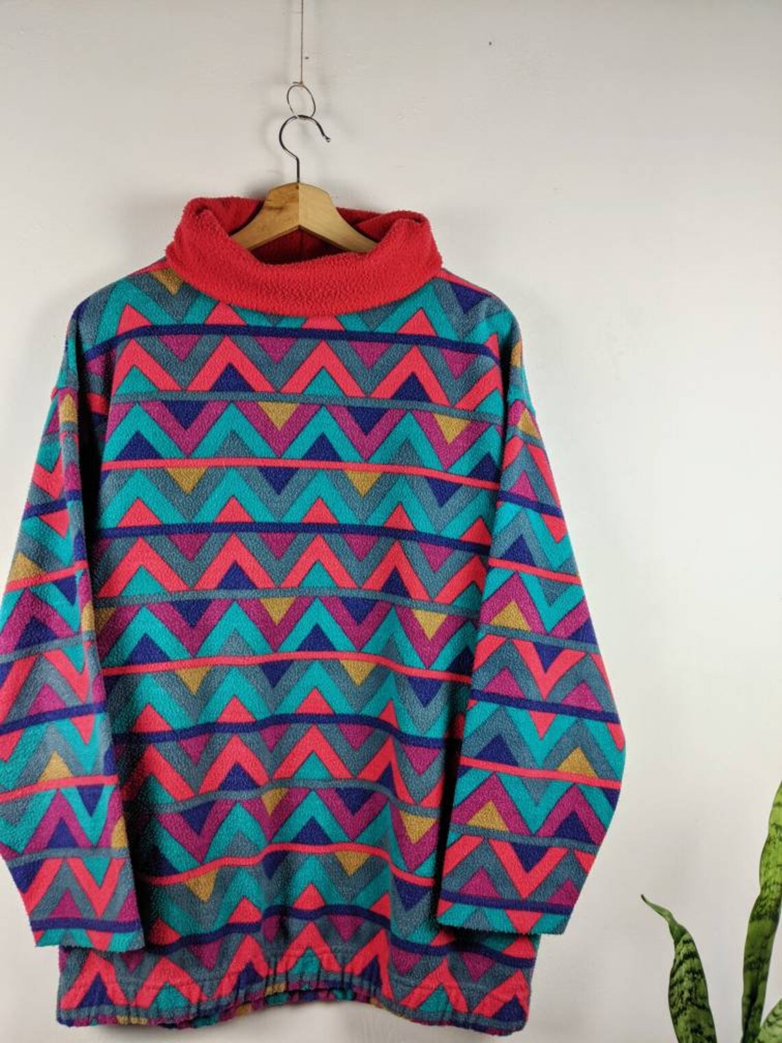 Vintage Fleece Jacket Multicolor Ornament Pattern Mexican Free Etsy