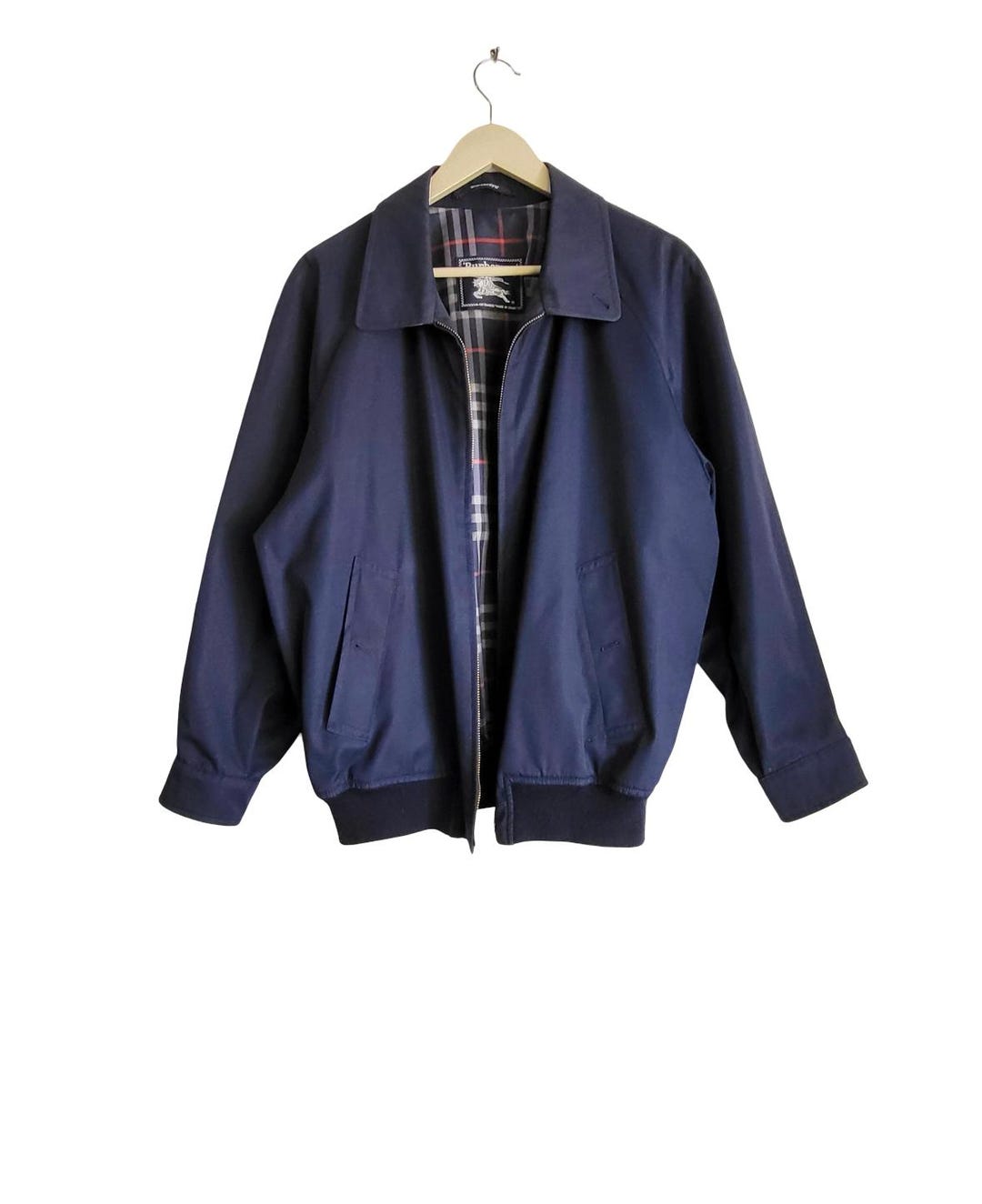 90s BURBERRYS navy harrington jacket 日本製 Vintage Burberrys Harrington Jacket | Navy Blue, Nova Check Lining