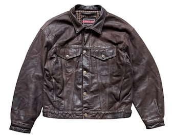 CHEVIGNON Leather Jacket Vintage World Travel Mens Size Medium - Etsy