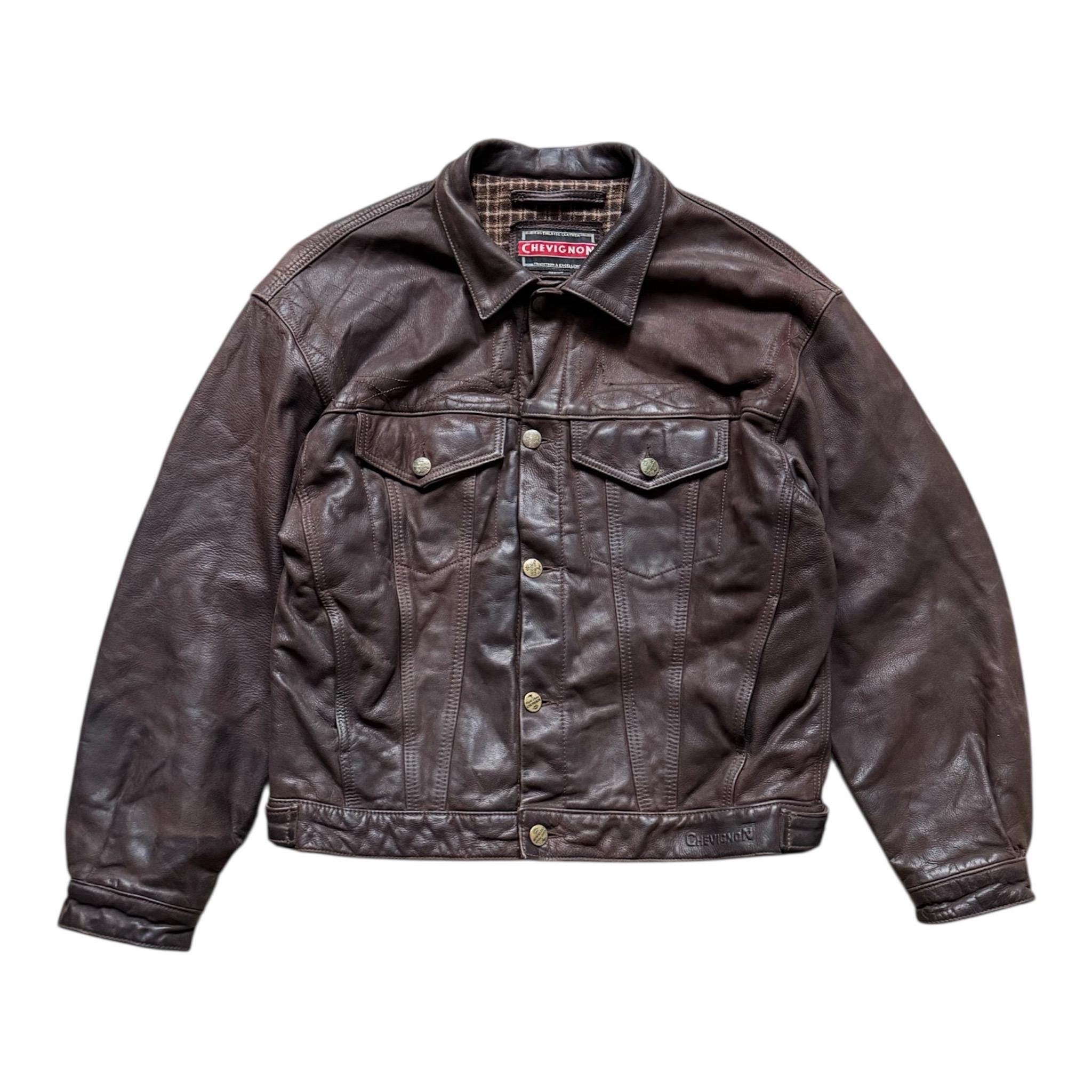 Vintage Mens Leather Chevignon Jacket - Etsy
