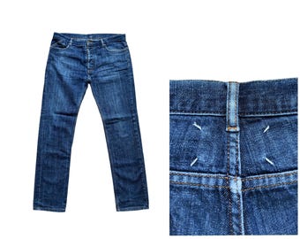 Maison Martin Margiela slim fit blå indigojeans från 2000-talet, IT 52 / US 36