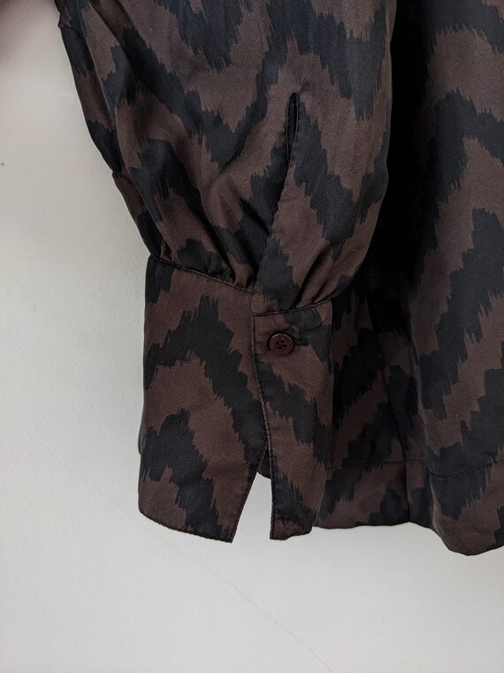 Luisa Cerano Silk Blouse Shirt Brown Geometric Pa… - image 7