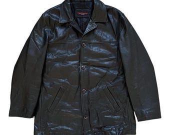 1980s BOXY Bomber Jacket . Chevignon Cotton Leather Jacket