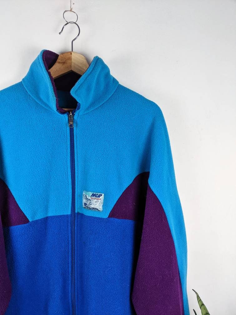 Vintage Fleece Jacket Multicolor Purple Blue Polartec Italy | Etsy