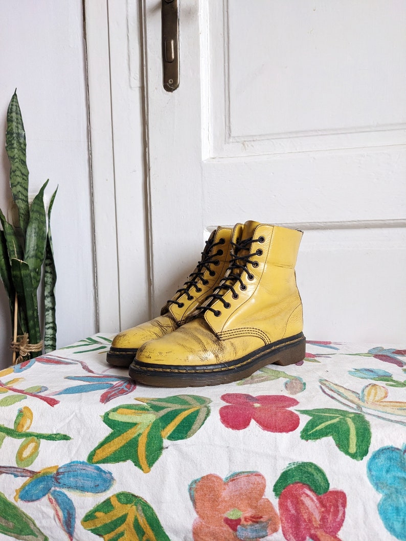 Vintage Dr. Martens 1460 Yellow Boots England image 1