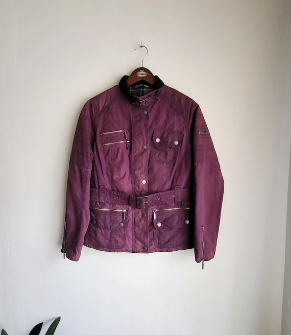 Barbour International Purple Wax Jacket Tartan Lined - Etsy