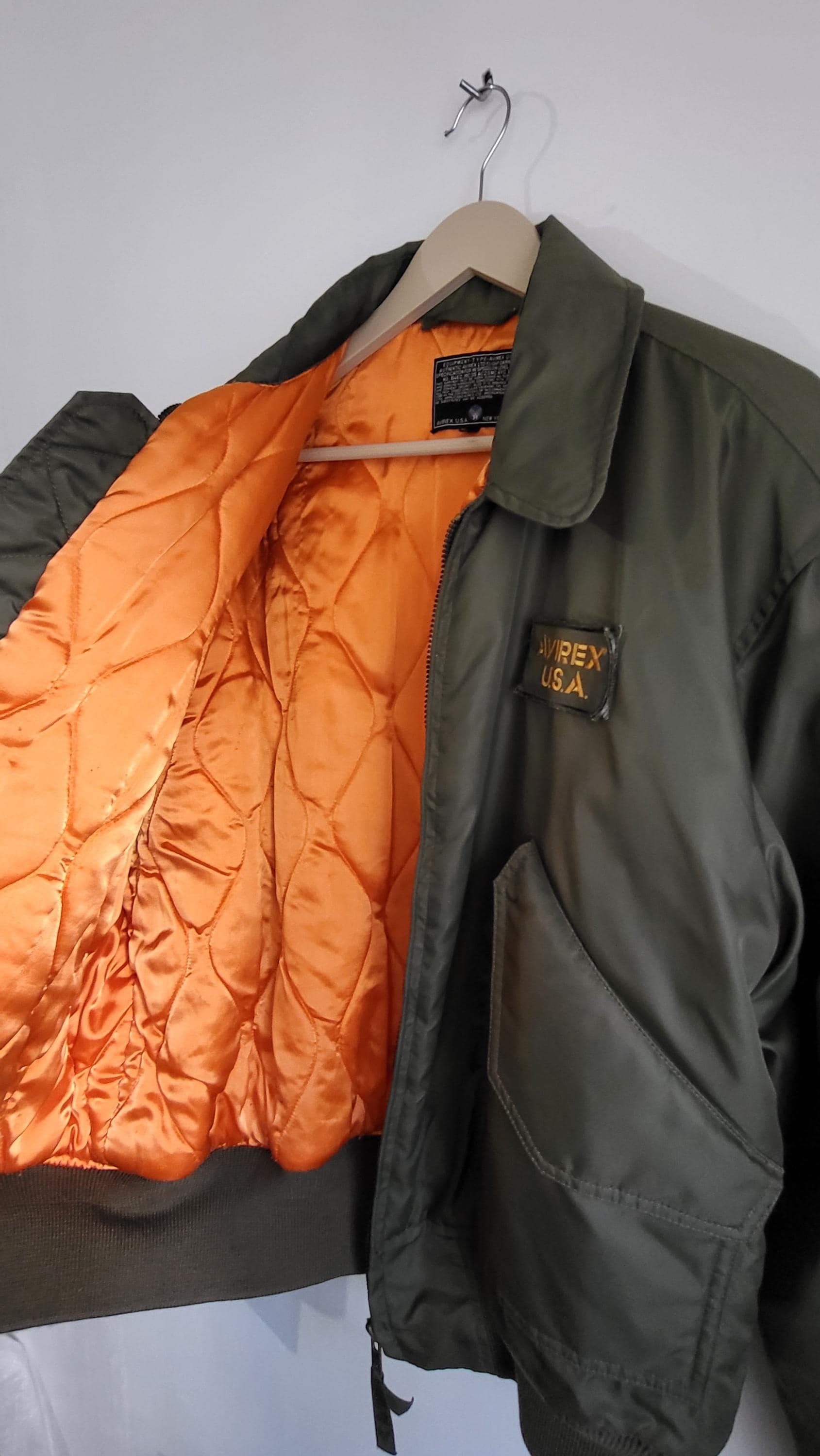 Vintage Avirex CWU-45 Flight Jacket | 90s Khaki Nylon Military