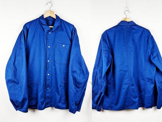 Vintage French Jacket Sanfor Chore Workwear Blue Stee… - Gem