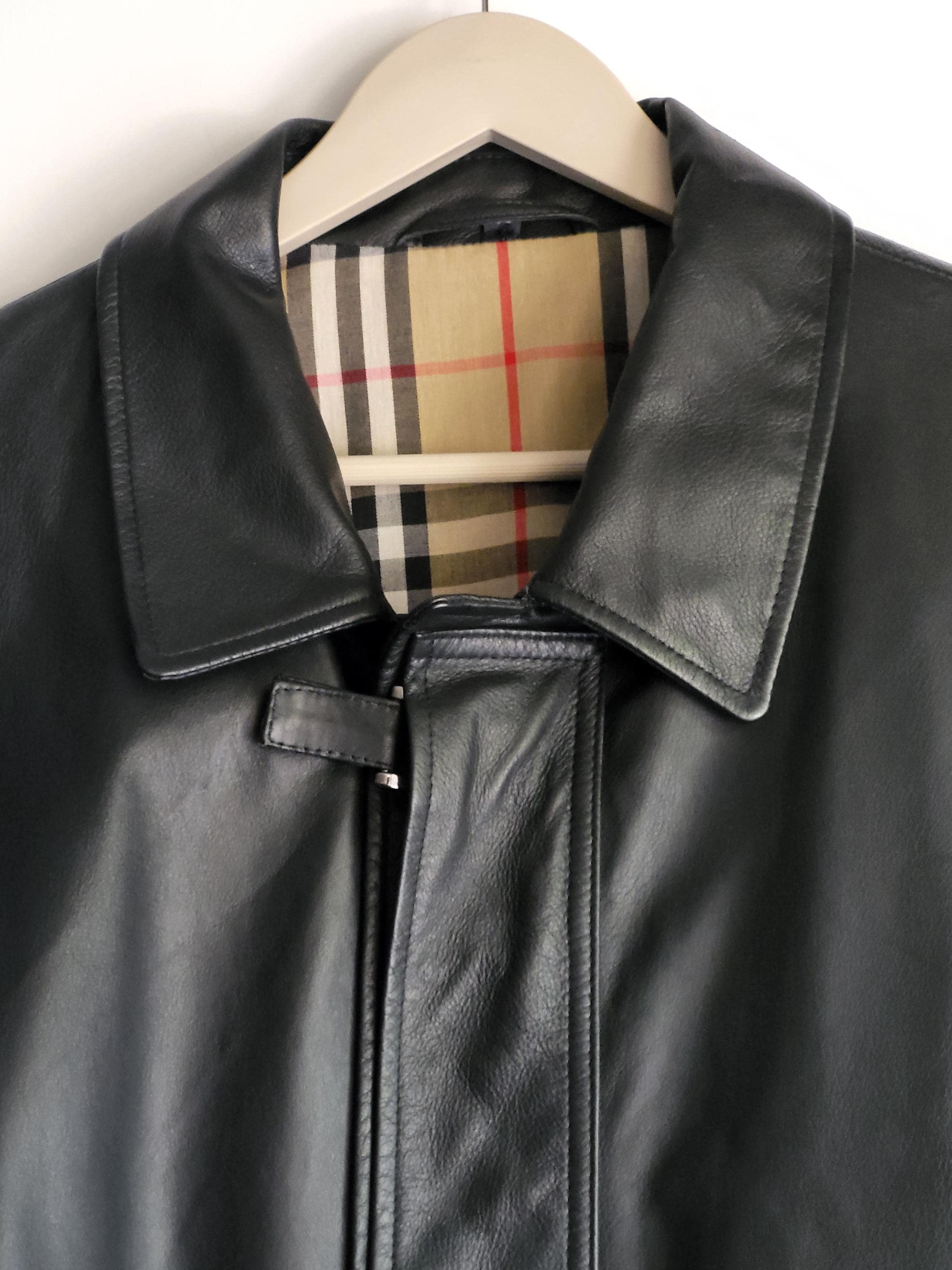 Vintage Burberry Soft Leather Black Jacket Nova Check Lining - Etsy