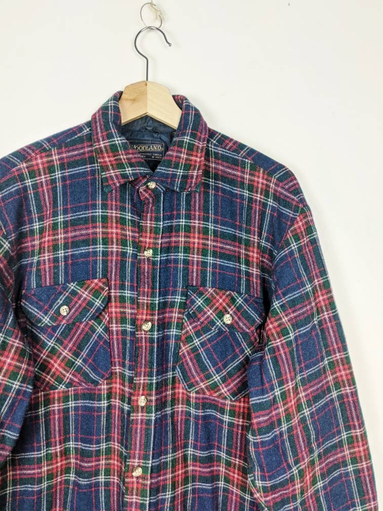 Woodland Overshirt Jacket Wool Flannel Shirt Checked Korea - Etsy