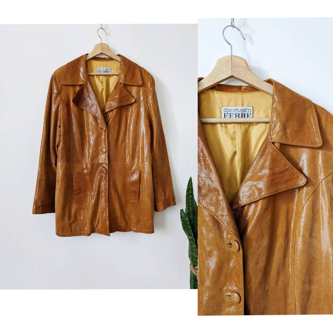 Vintage Gianfranco Ferre Women's Leather Brown Jacket - Etsy 日本
