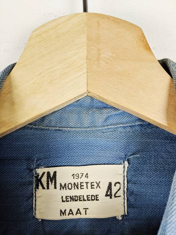 Vintage 70s Blue French Jacket Monetex Lendelede … - image 5
