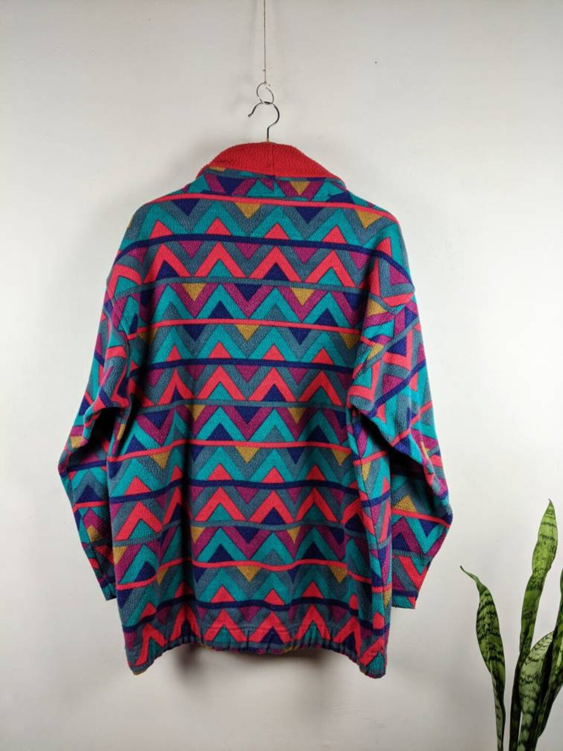 Vintage Fleece Jacket Multicolor Ornament Pattern Mexican Free Etsy