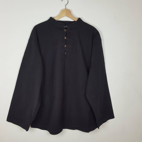 Vintage Bares Black Linen Shirt Gothic Steampunk P