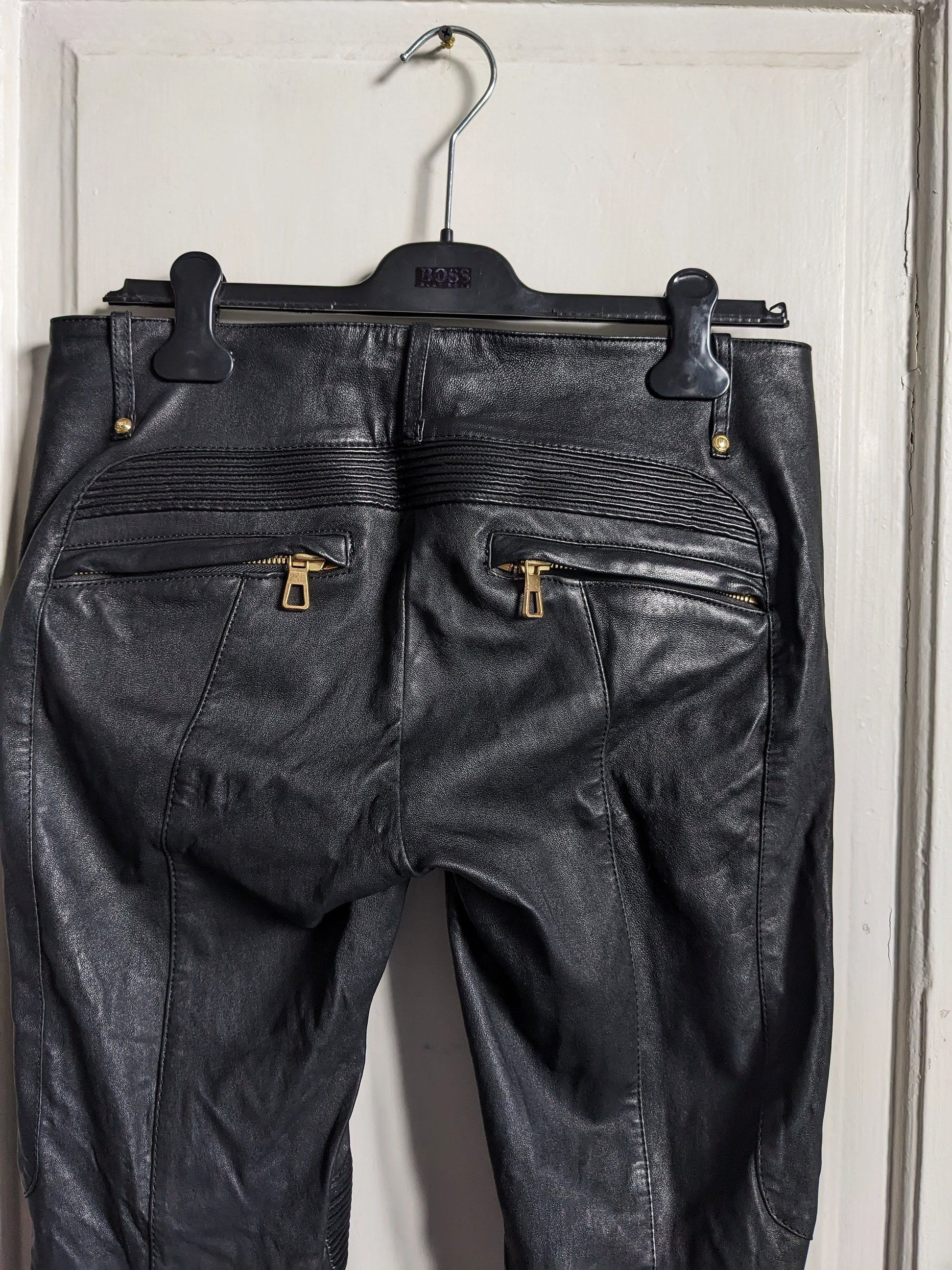Balmain X H&M Real Leather Skinny Biker Pants Trousers - Etsy Balmain X H&M Real Leather Skinny Biker Pants Trousers - Etsy