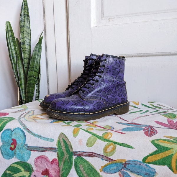 Vintage Dr. Martens Purple Boots 1460 England