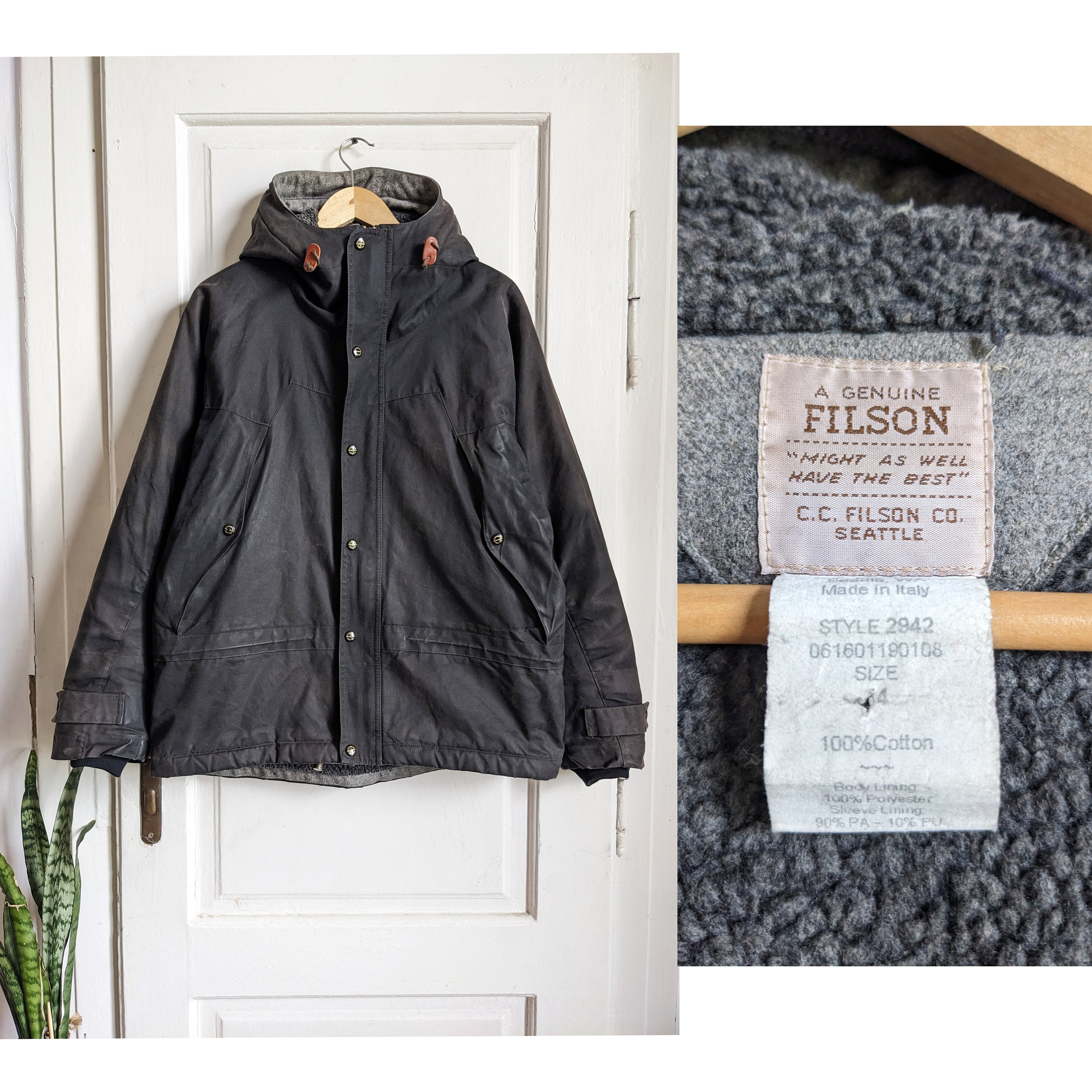 Vintage Filson Waxed Mens Hoded Jacket UK - Main Image