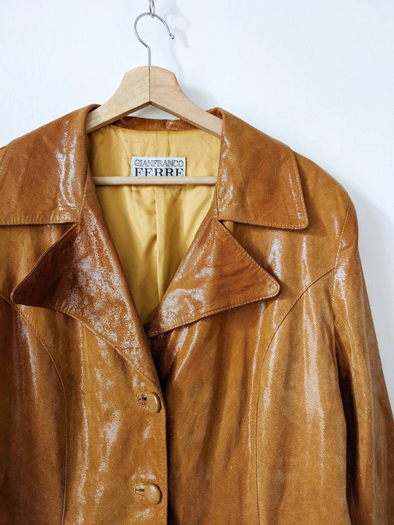 Vintage Gianfranco Ferre Women's Leather Brown Ja… - image 5