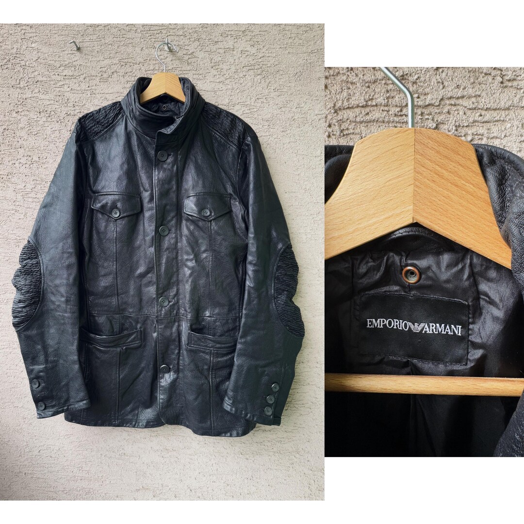 ジャケット・アウター vintage armani archive leather jacket Archive Emporio Armani Leather Jacket Avant-garde - Etsy