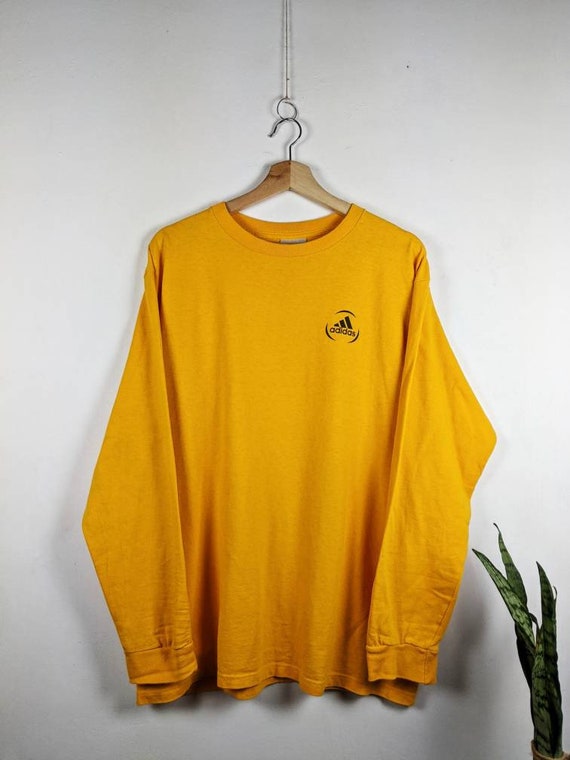 Vintage Adidas Long sleeve Made in USA crew neck yellow | Etsy