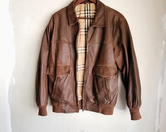 Vintage Burberrys Leather Jacket Bomber - Etsy